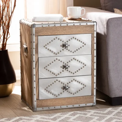 Lenzi Audric French Industrial 3 Drawer Storage Chest