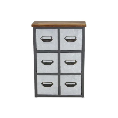 Rezac Short Galvanized 6 Drawer Storage Chest