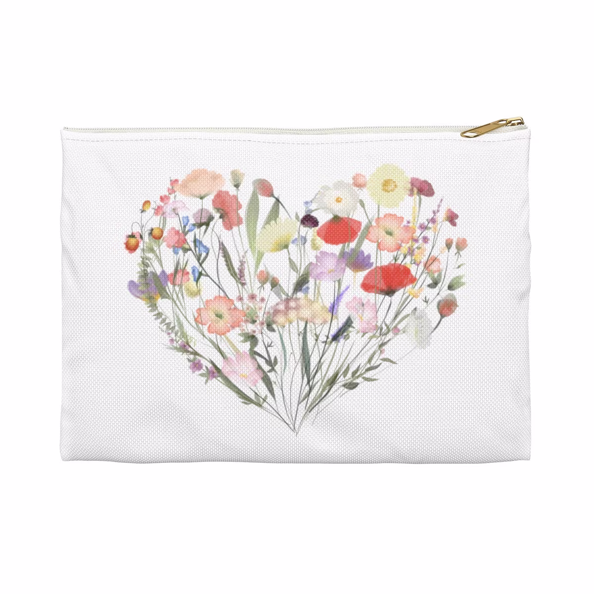 Wildflower Pencil Pouch, Case, Aesthetic Accessory Makeup Bag, Gift For Mom, Zip School Supplies, Birthday