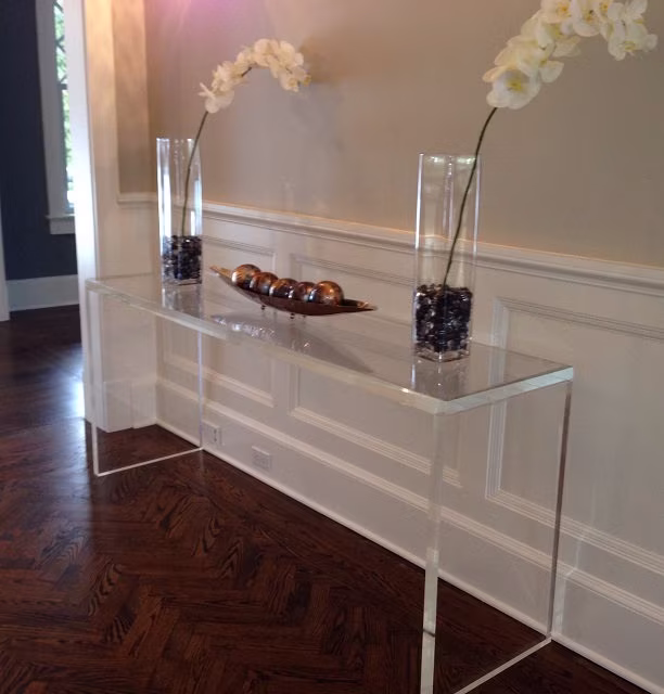 Acrylic Console Table 1.5" Thick Lucite, 48"L X 14"D 30"H, Made To Order, Custom Sizing Never A Problem, Hand Crafted in The U.s.a
