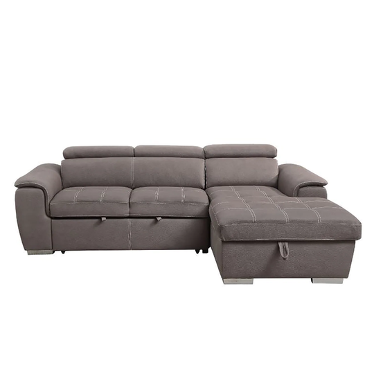 Upholstered Sleeper Sectional Sofa with Storage in Light Brown
