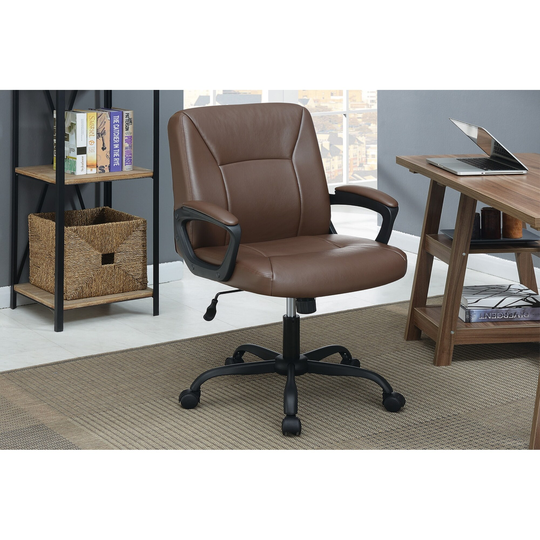 Global Pronex Relax Cushioned Office Chair 1pc Brown Color Upholstered Seat back Adjustable Chair Comfort