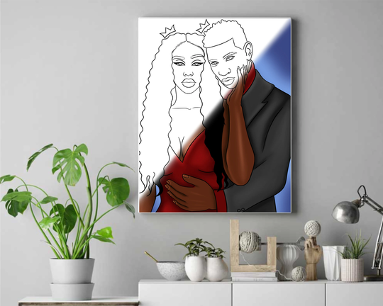 Couple Dressed Up Pre Drawn Outline Diy Stretched Canvas Panel For Adults Teens Paint Party Lady Hats & Sip Wholesale Bulk