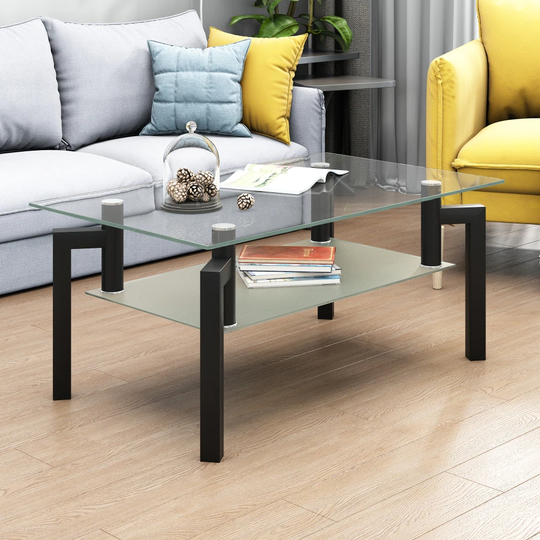 Modern Coffee Table with Storage Shelf for Living Room