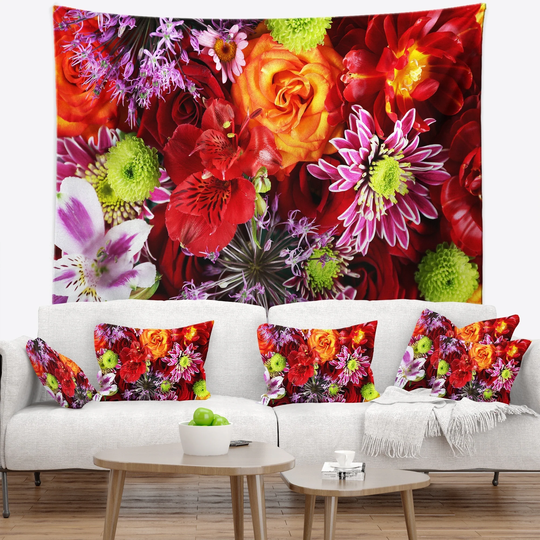 Designart 'Colorful Flowers Background' Floral Wall Tapestry