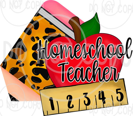 Homeschool Teacher Leopard Pencil Apple/Back To School /Diy Sublimation Transfer/ Heat Press Required/ No Digitals Sold
