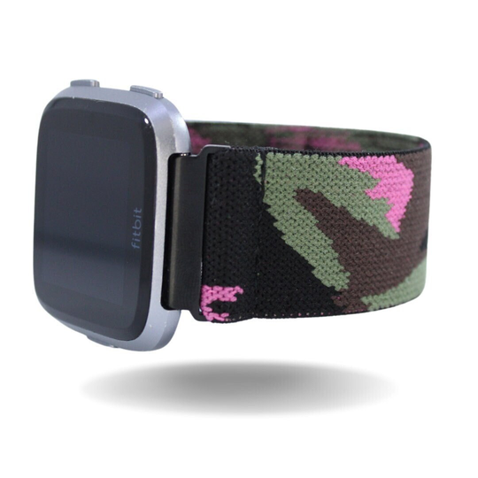 Elastic Fitbit Versa Watch Band - 1, 2, Lite Pink Camo Military Army Navy Marines Cute Comfy Gift Holiday Fall Winter Bday Uniform
