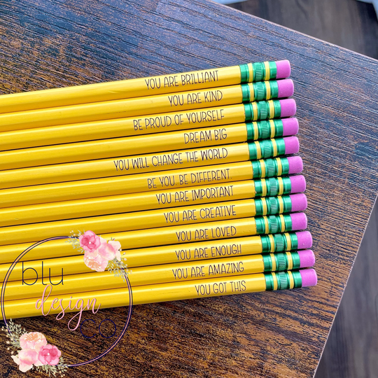 Positive Affirmations Engraved Pencils - Back To School Teacher Appreciation Student Gift Classroom Gifts Ticonderoga #2