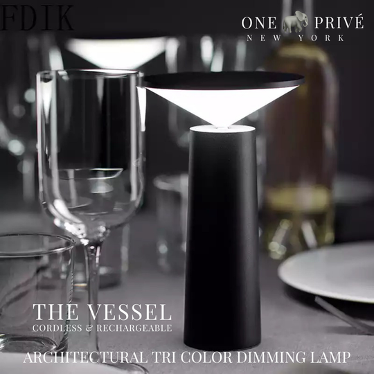 The Vessel Tri Color Hospitality Lamp | Cordless, Rechargeable & Water Resistant