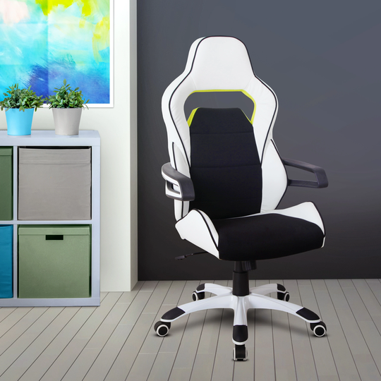 GZMR White Ergonomic Essential Racing Style Office Chair