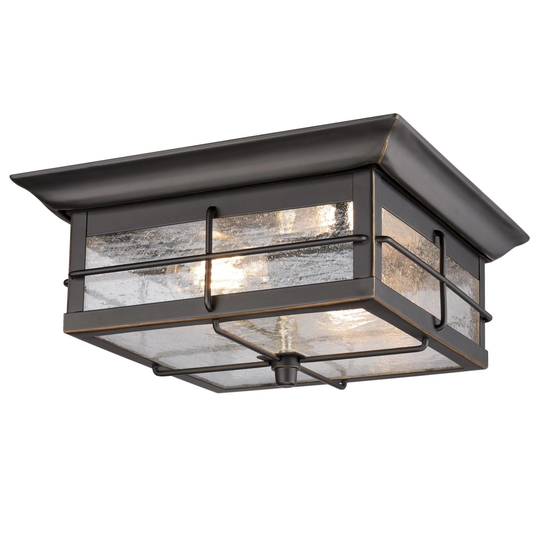 Westinghouse Orwell Two-Light Outdoor Flush-Mount Fixture, Seeded Glass