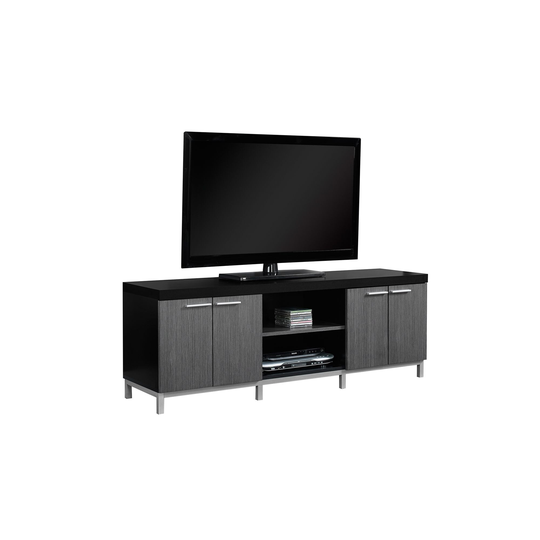 60" Gray and Black Contemporary Rectangular TV Stand