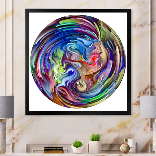 Designart 'Circle Colorful Liquid Color XI' Modern Framed Wall Art