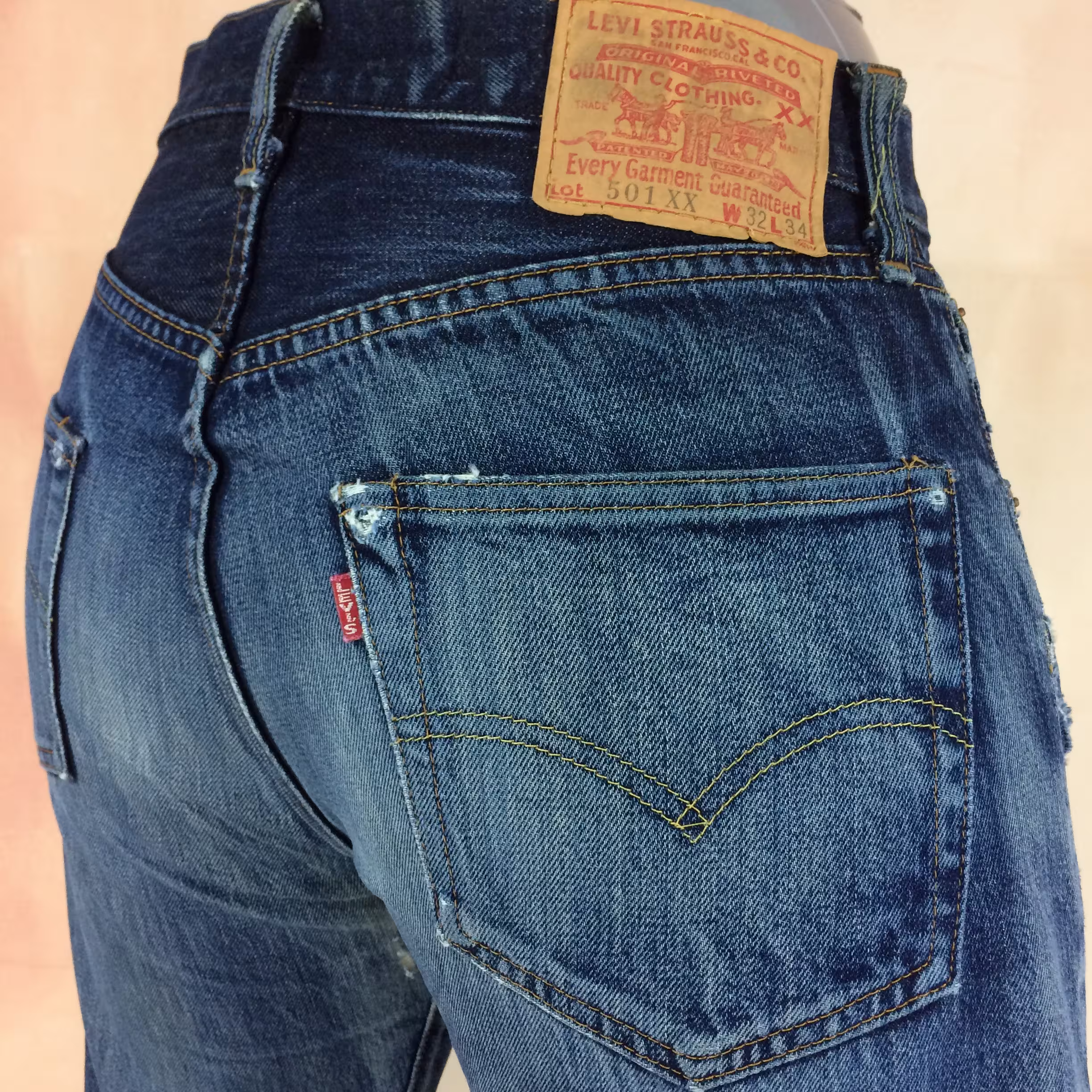 Size 29 Vintage Levis 501xx Big E Selvedge Jeans High Waisted 90S Redline Distressed Ripped Mom Boyfriends Made in Usa