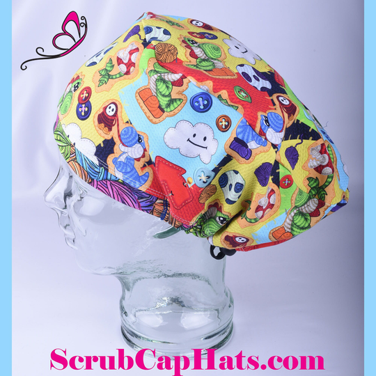 Full Coverage Scrub Cap/Colorful Stretchy Hat Cord Lock Surgical Adjustable Nurse Gift Medical