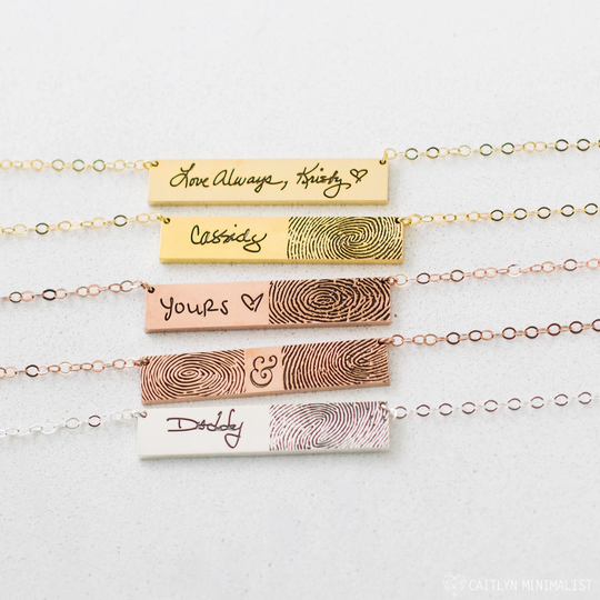 Fingerprint Necklace Custom Handwriting in Silver, Gold, Rose Gold Actual Jewelry Memorial Gift Nm22