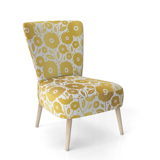 Designart 'Golden Floral I' Upholstered Mid-Century Accent Chair