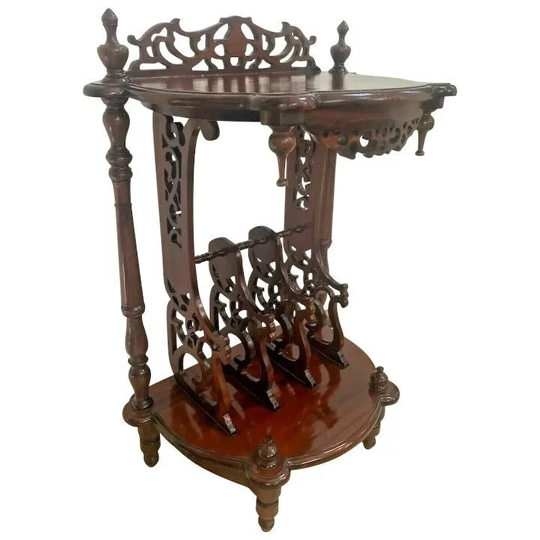 Vintage Victorian Style Table Magazine Rack Bottom Storage Chinese Chippendale