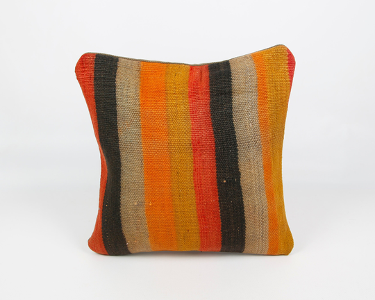 striped Pillow Cover, Chair Pillow, Floor Turkish Kilim 16x16 Vintage Sofa Pillow, Nursery