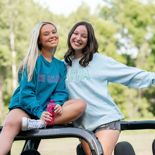 Groovy Wavy Comfort Colors Greek Embroidered Sorority Crewneck Sweatshirt/Crew Neck Big Little Sweatshirts