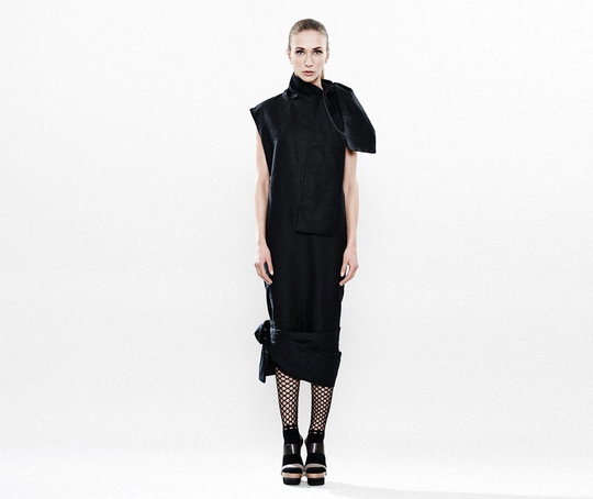 Women Dress, Black Pencil Midi Linen Deconstructed Avant Garde Clothing, Steampunk Drag Queen