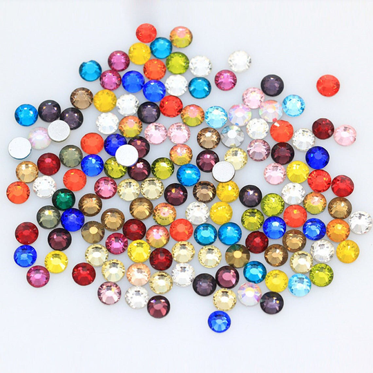 Multi Color-Glass Rhinestones-Non-Hot Fix-Ss6-Ss10-Ss12-Ss16-Ss20-Ss30-Bling-Embellishments-Nail Art-144Pcs-288Pcs