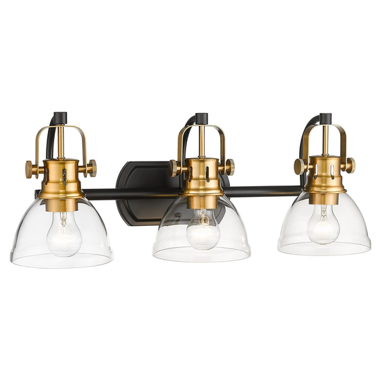 3-Light Industrial Bathroom Vanity Light with Clear Glass