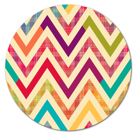 Designart 'Zigzag Bright Chevron In Retro Colors' Patterned Metal Circle Wall Art