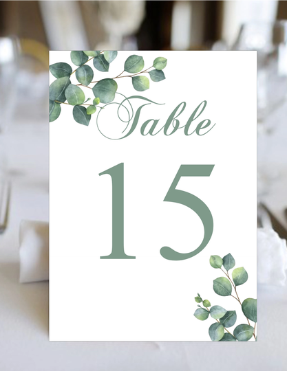 Table Numbers Botanical Moss Green Rustic Wedding | Seating Cards Item Tn-619 Lovebirdslane