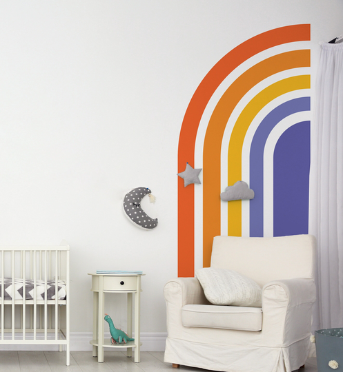 Colorful Rainbow Removable Wall Decal, Boys Mural, Above The Crib Sticker, Peel & Stick Repositionable Decal 40