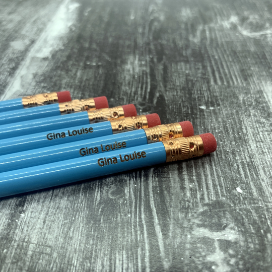 Personalized Pencils | Engraved Back To School 12 Pack Light Blue Student Gift