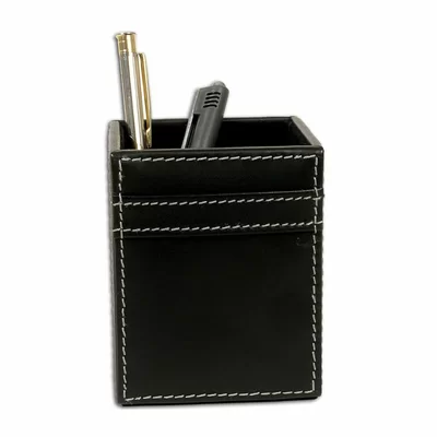 Mehta Leather Pencil Cup in Rustic Black