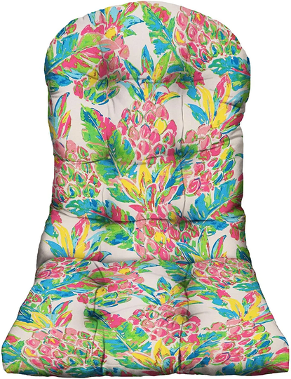 Rsh Decor Tufted Adirondack Chair Cushion Outdoor, Vida Garden Pink Blue Green Pineapple Floral