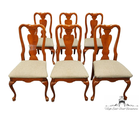 Set Of 6 American Drew Solid Cherry Traditional Queen Anne Dining Side Chairs