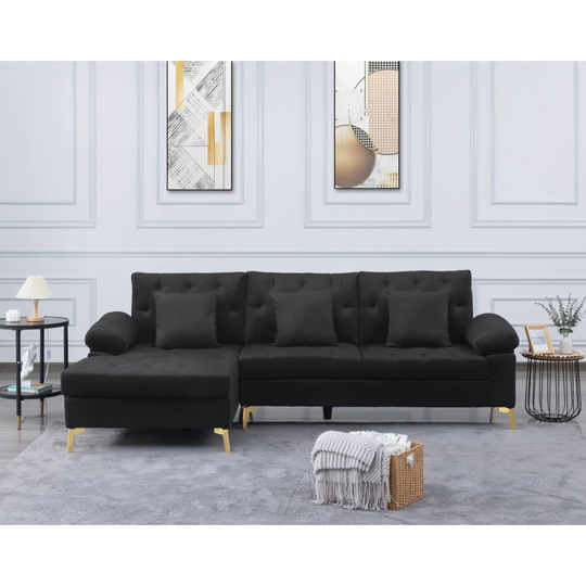 96.5" L-Shaped Sectional Sofa with Toss Pillows