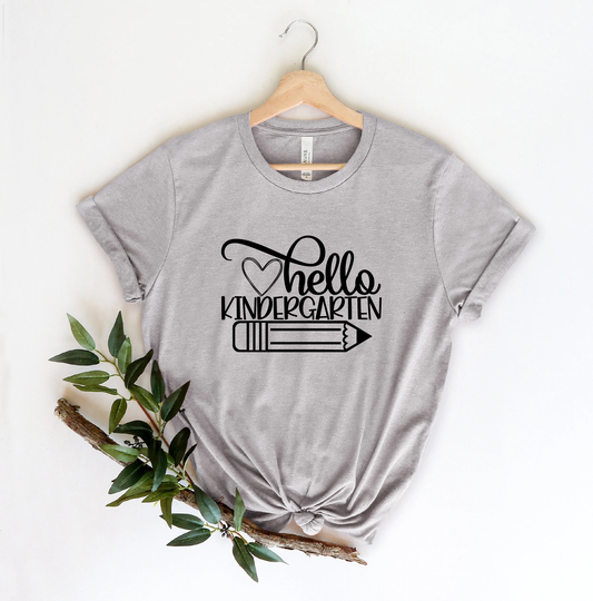 Pencil Hello Kindergarten Grade Teacher Shirt, Student Tee, Teachers Life Tshirt, First Day Of School, Racerback, Youth Kids, Kinder Squad