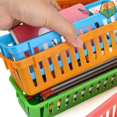 12 Pack Classroom Pencil Basket Trays, Colorful Pencil Organizer Crayon Basket Long Office Supply Baskets Organization Trays