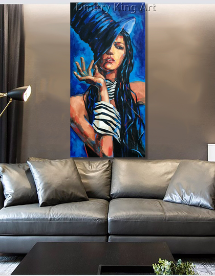 Colorful Emotions | Fantasy Woman Portrait Large Wall Décor For Home Canvas Print, Expressionism Framed Art, Trendy Panels Abstract