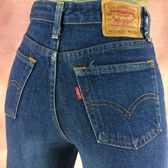 Size 24 Vintage Levi's W515 Tiny Small Waist Jeans W24 L27 High Waisted Slim Fit Straight Leg Girlfriends Rare Petite