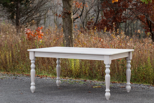 White Oak Farmhouse Dining Table, Pine Wood Turned Legs, Style, Traditional Modern, Farm Table