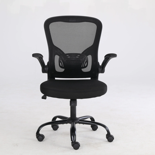 Computer Chair Swivel Rolling Executive with Lumbar Support Arm, Home Office Chair Ergonomic Adjustable Armrests Adult Black