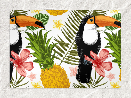 Pink Eapple Bird Toucan Chair Mat, Green Vinyl Floor Orange Protective Tropical Splat Pvc Area Rug, Gift Idea