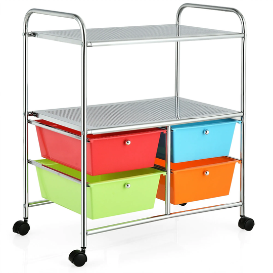 Costway 4 Drawer Rolling Storage Cart Scrapbook Paper Office School - See Details