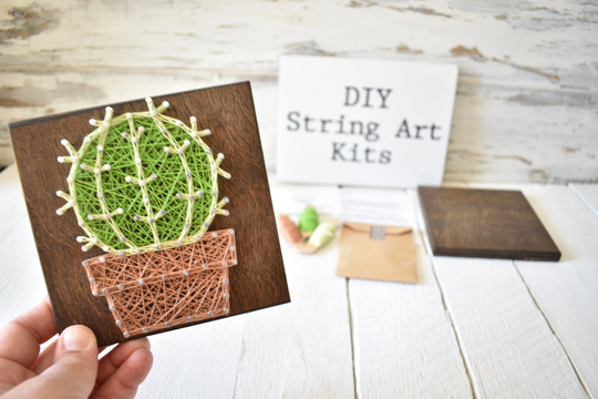 Diy Cactus String Art Kit, Do It Yourself, Plant Sign, Green Thumb, Spring Decor, Succulent Diy Craft Kit, Faux Plant, Tiered Tray