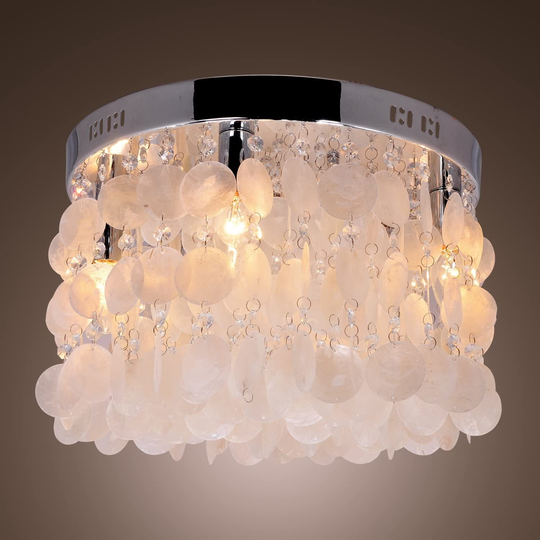 Vintage 16" Shell Circle Flush Mount Ceiling Light - 16*16*12H