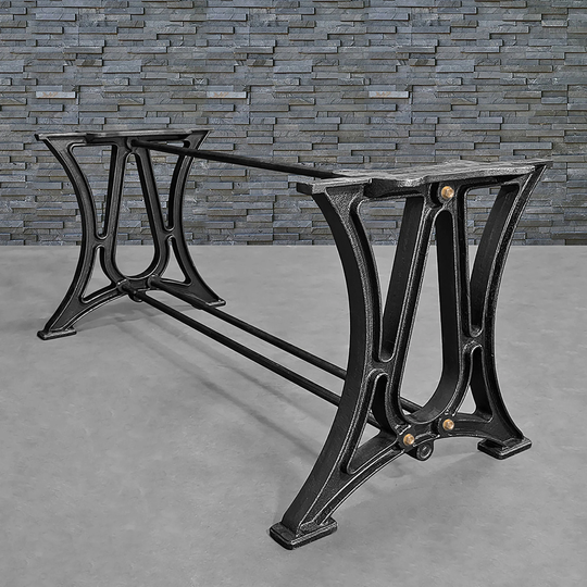 Industrial Cast Iron Table Base With Real Brass Hardware. Style 4B - 85" Length