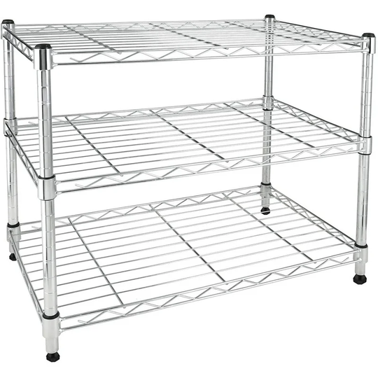 24" D x 14"W x 20" H 3 Tier Simple Silver Heavy Duty 3-Shelf Shelving