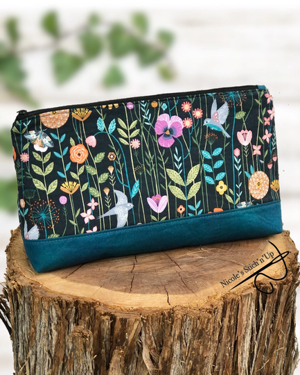 Wild Meadow ~Makeup Pouch~Crochet Hooks Pouch~Pencil Pouch~Aviary By Dashwood Studio Fabric~Bethan Janine Fabric | Large