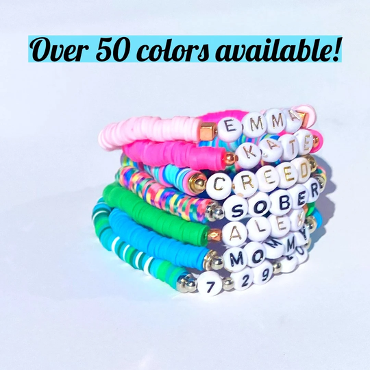 Heishi Bracelet/Custom Name Beaded Friendship Jewelry Mother's Day Gift
