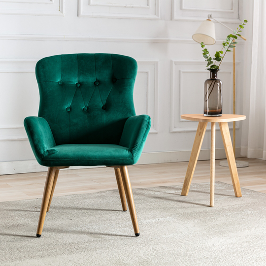 Accent Chair Vanity Chair W/ Arm, Modern Upholstered Desk Chair, Green